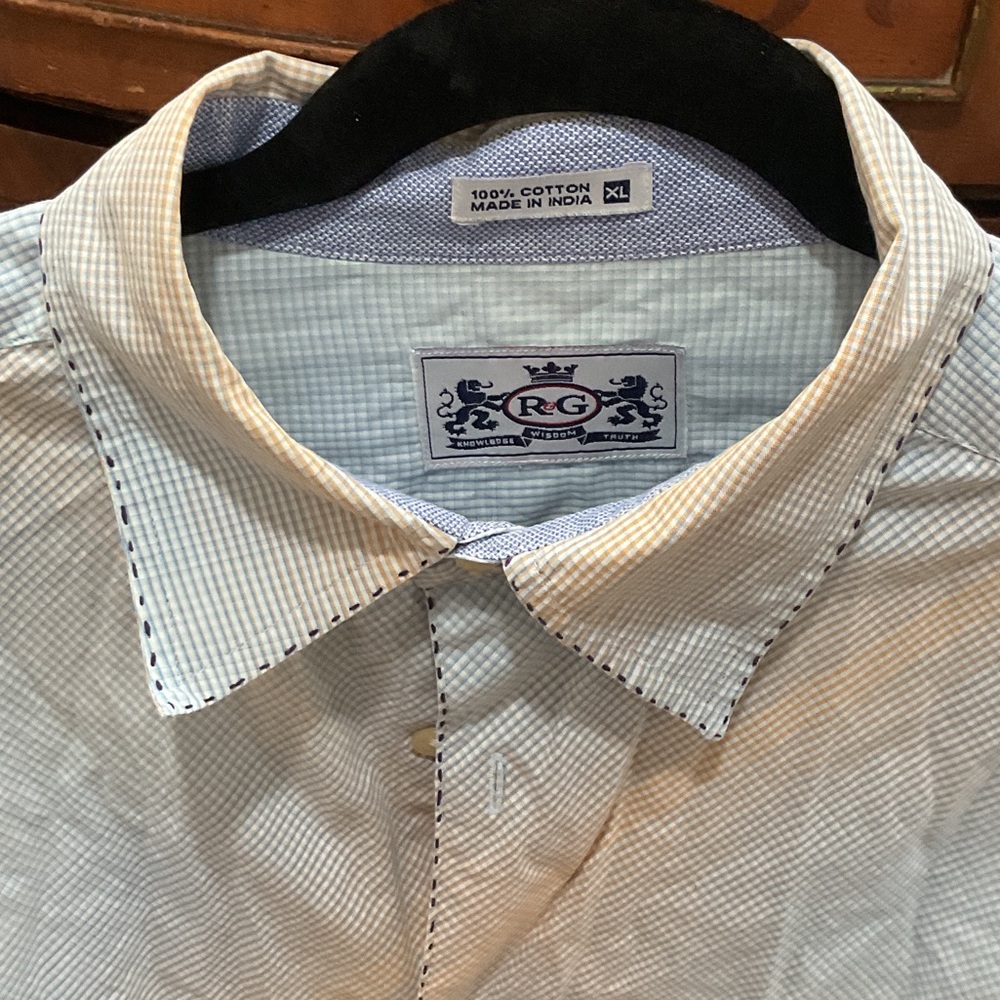 Robert Graham Blue and White Striped Shirt